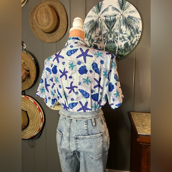 90’s Anna Kriste Beachy Shell Shirt XL - Picture 8 of 14